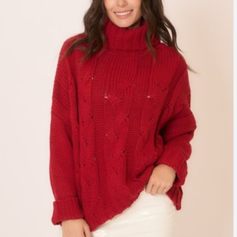 Cozy Co by Cozy Casual Running Back To You Sweater Cranberry 1X/2X NWT in packag